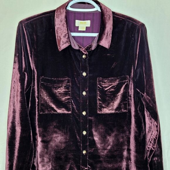 Maeve Velvet Lined Button Down Blouse Size 2 - Picture 2 of 7